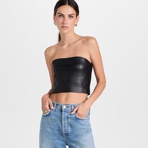 Susana Monaco Faux Leather Crop Tube Top